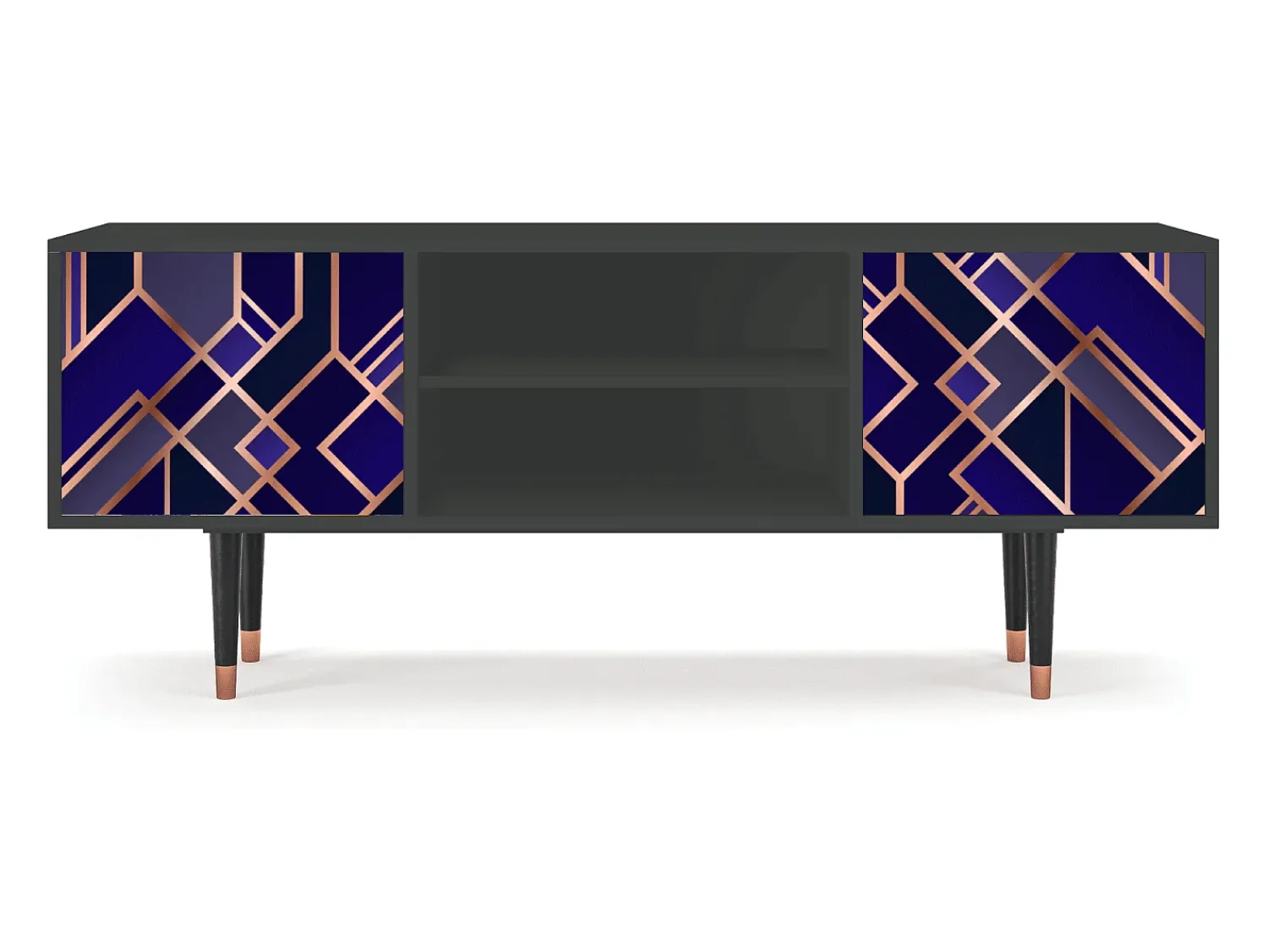 Móvel De Tv| Mueble de TV - 170х69х48 cm - T2 - Aquamarine Getsby, Antracite Cinza antracite