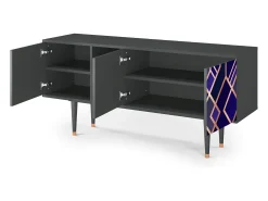 Móvel De Tv| Mueble de TV - 150х69х41 cm - T5 - Aquamarine Getsby, Antracite Cinza antracite