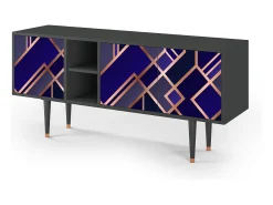 Móvel De Tv| Mueble de TV - 150х69х41 cm - T5 - Aquamarine Getsby, Antracite Cinza antracite