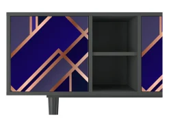 Móvel De Tv| Mueble de TV - 150х69х41 cm - T5 - Aquamarine Getsby, Antracite Cinza antracite