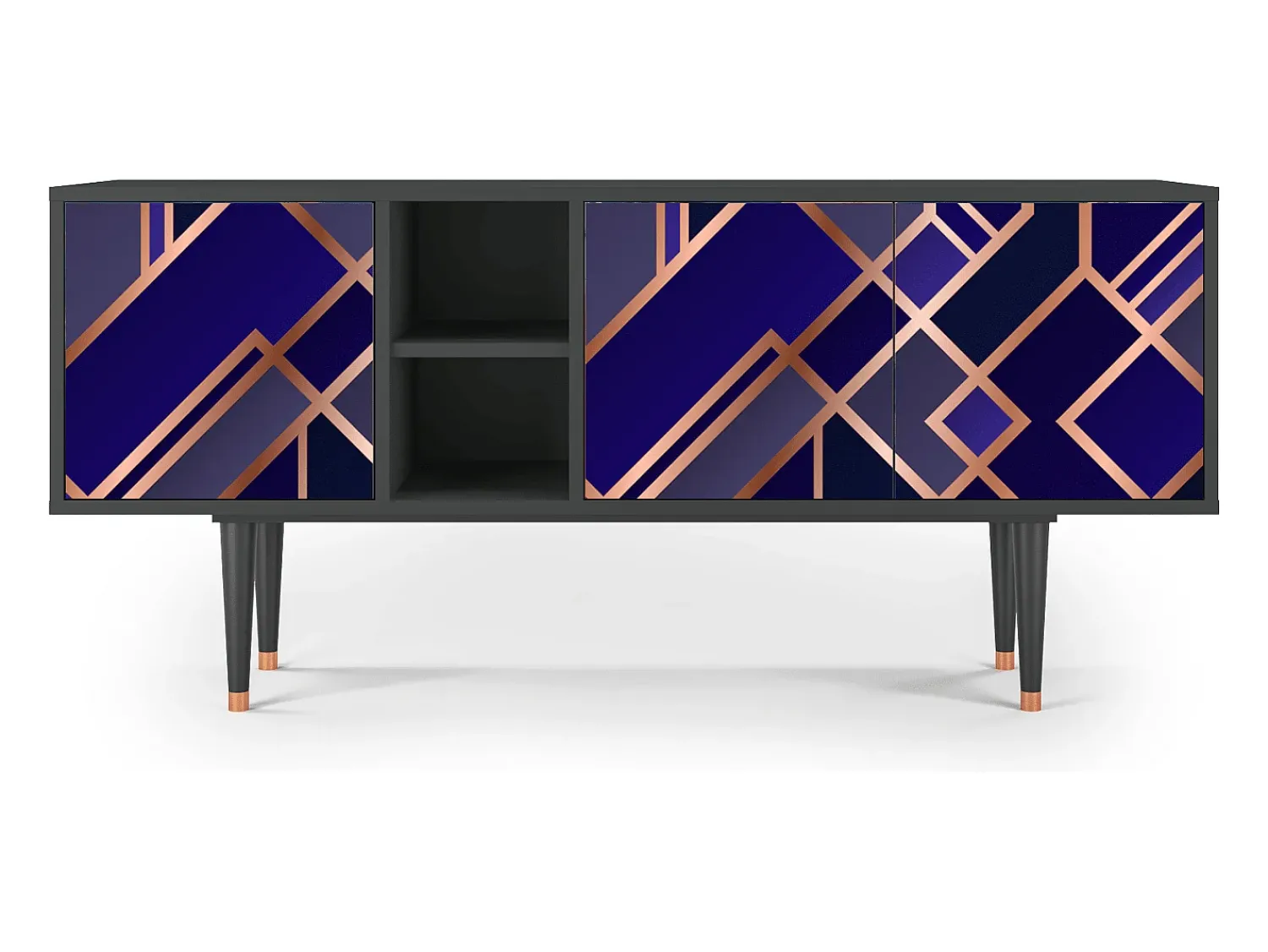 Móvel De Tv| Mueble de TV - 150х69х41 cm - T5 - Aquamarine Getsby, Antracite Cinza antracite