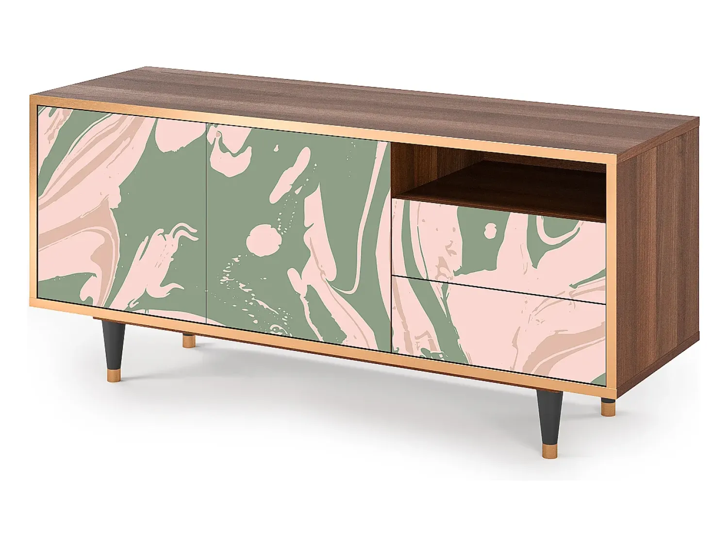 Móvel De Tv| Mueble de TV - 125х56х41 cm - T7 - Aquarelle, Nogueira Castanho