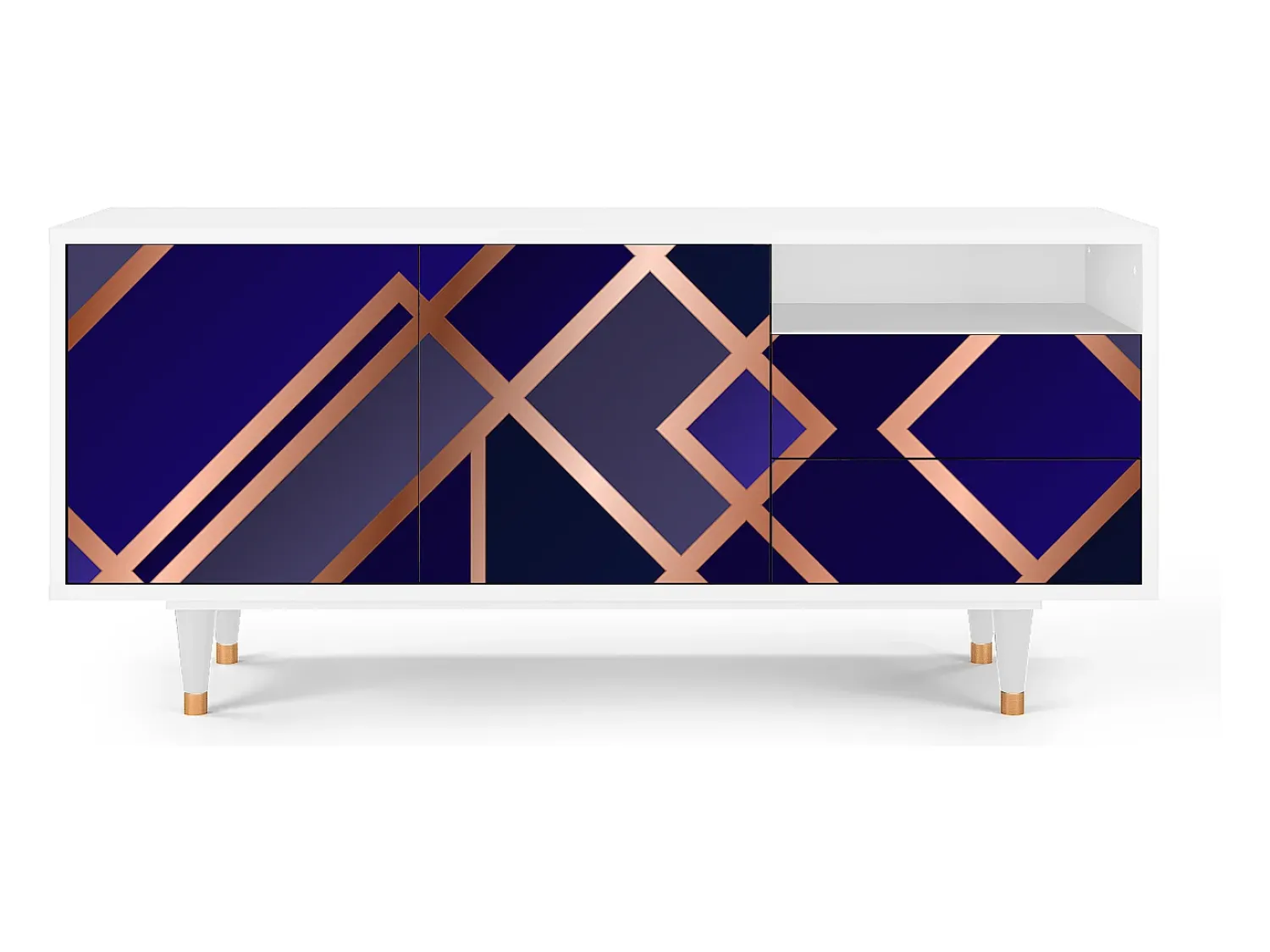 Mueble de TV - 125х56х41 cm - T7 - Aquamarine Getsby, Branco^ Móvel De Tv