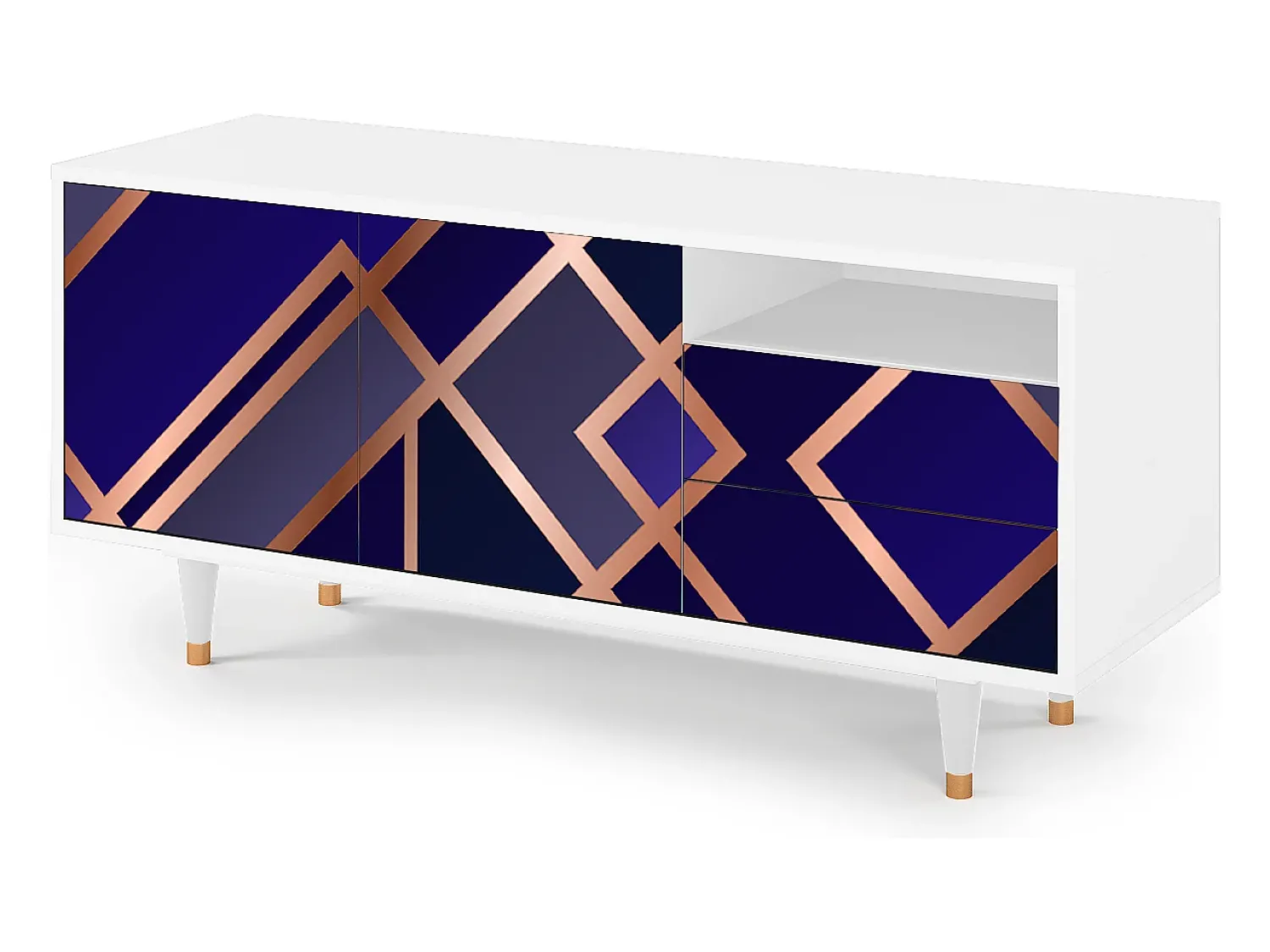 Mueble de TV - 125х56х41 cm - T7 - Aquamarine Getsby, Branco^ Móvel De Tv