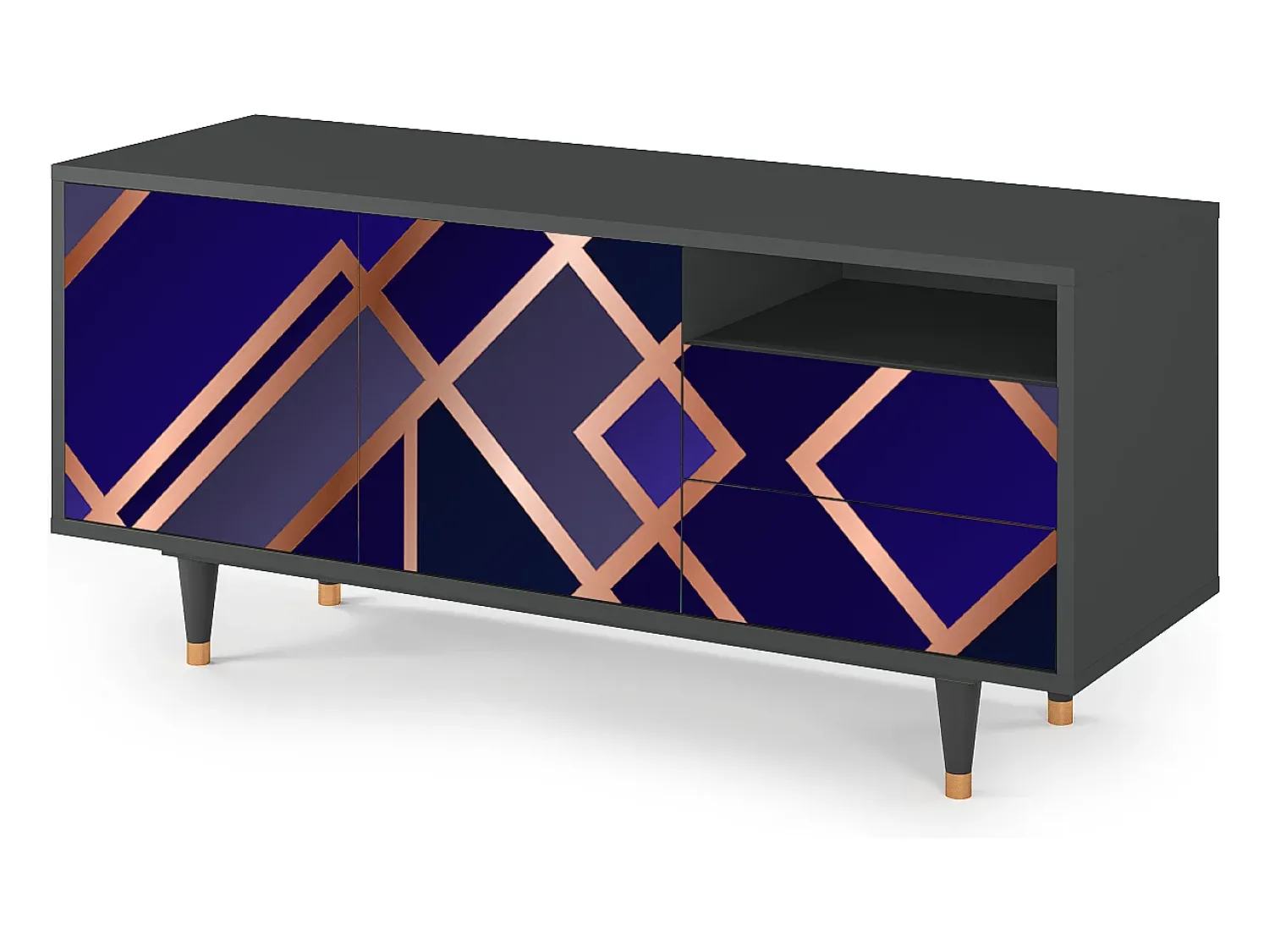 Online Mueble de TV - 125х56х41 cm - T7 - Aquamarine Getsby, Antracite Cinza antracite