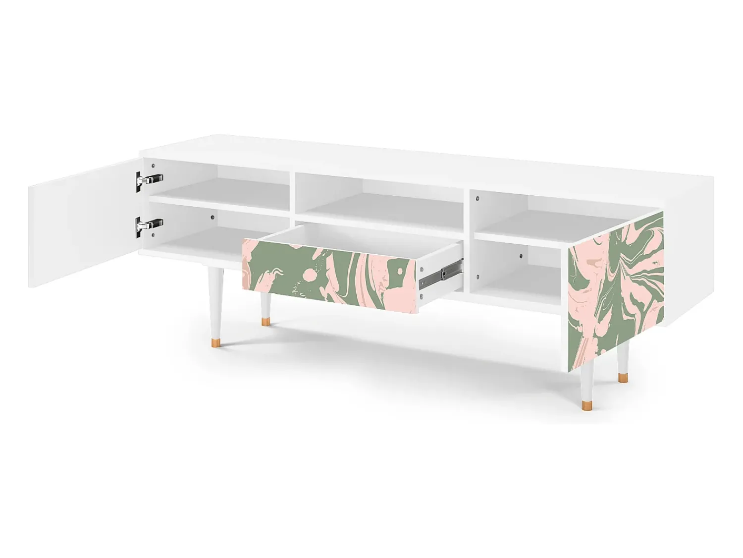 Móvel De Tv* Mueble de TV - 170х59х41 cm - T6 - Aquarelle, Branco Bege