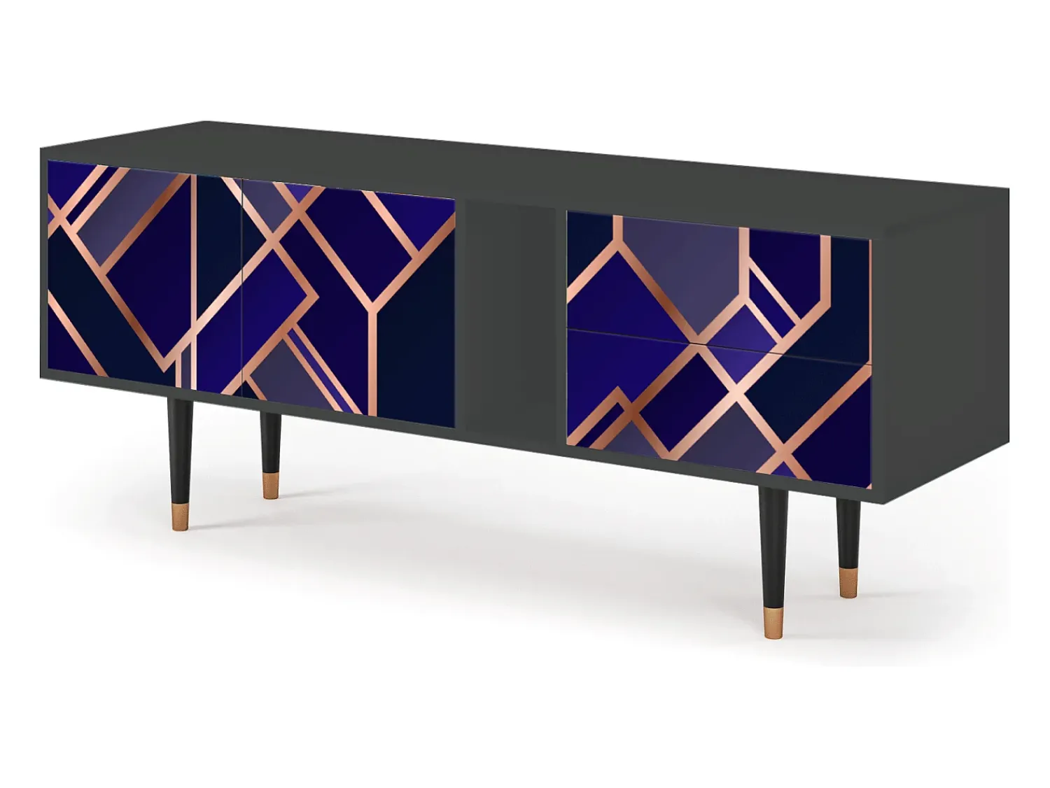 Mueble de TV - 170х69х48 cm - T1 - Aquamarine Getsby, Antracite^ Móvel De Tv