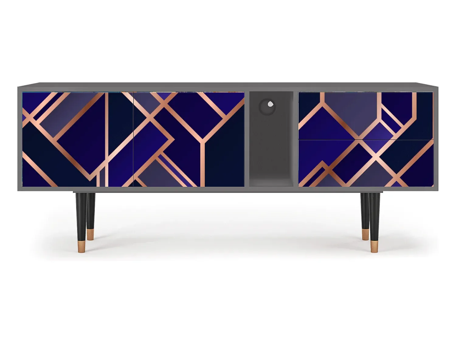 Móvel De Tv* Mueble de TV - 170х69х48 cm - T1 - Aquamarine Getsby, Cinza Cinzento
