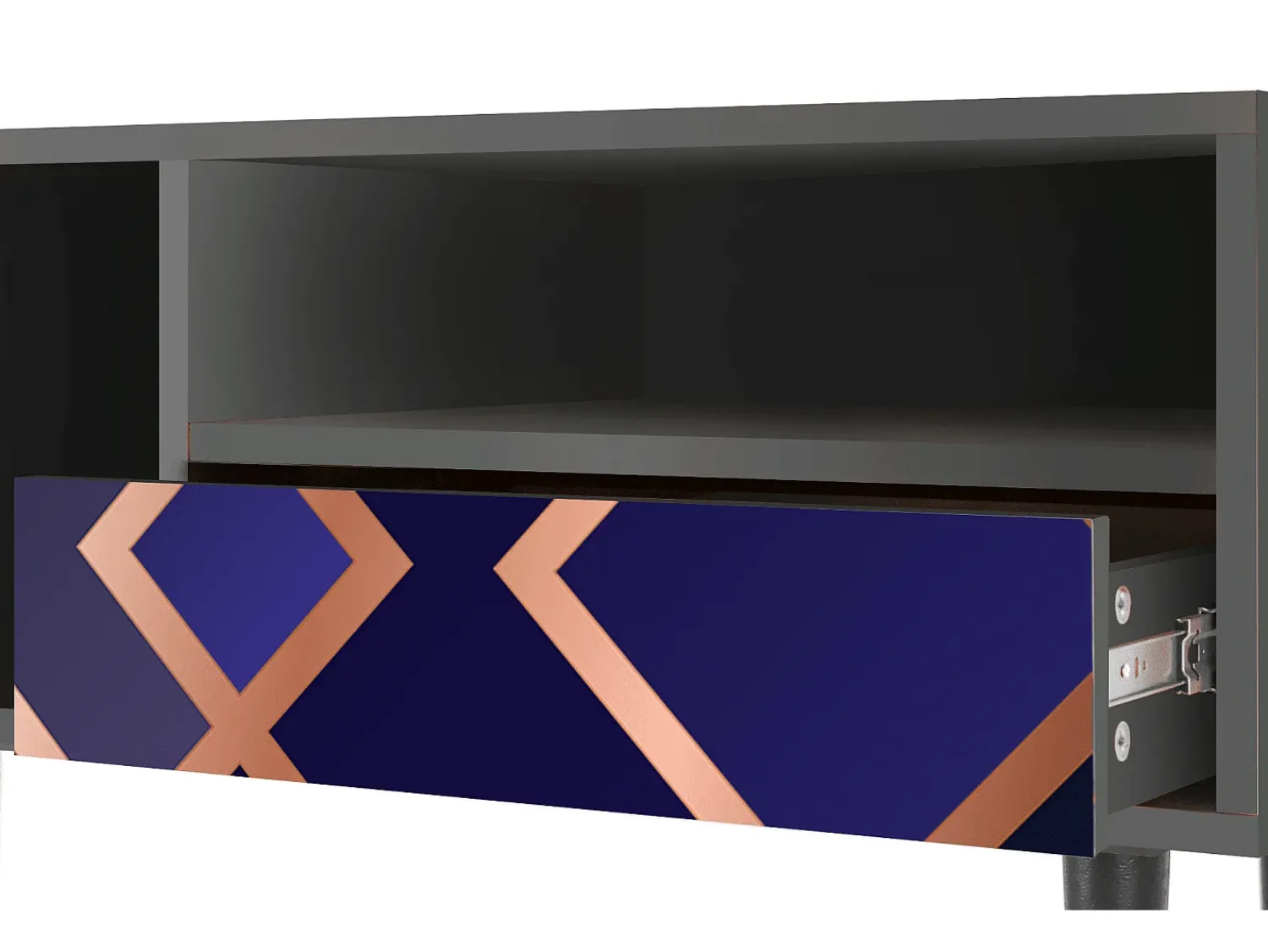 Discount Mueble de TV - 115х59х48 cm - T3 - Aquamarine Getsby, Antracite Cinza antracite
