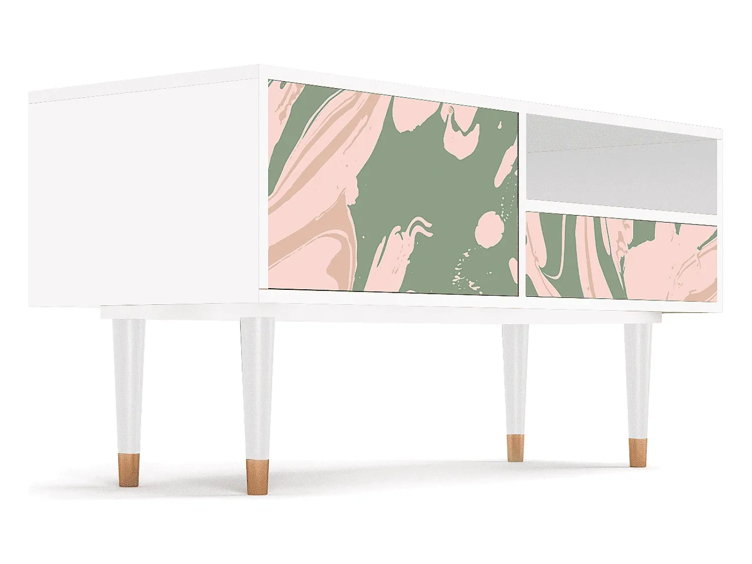 Outlet Mueble de TV - 115х59х48 cm - T3 - Aquarelle, Branco Bege