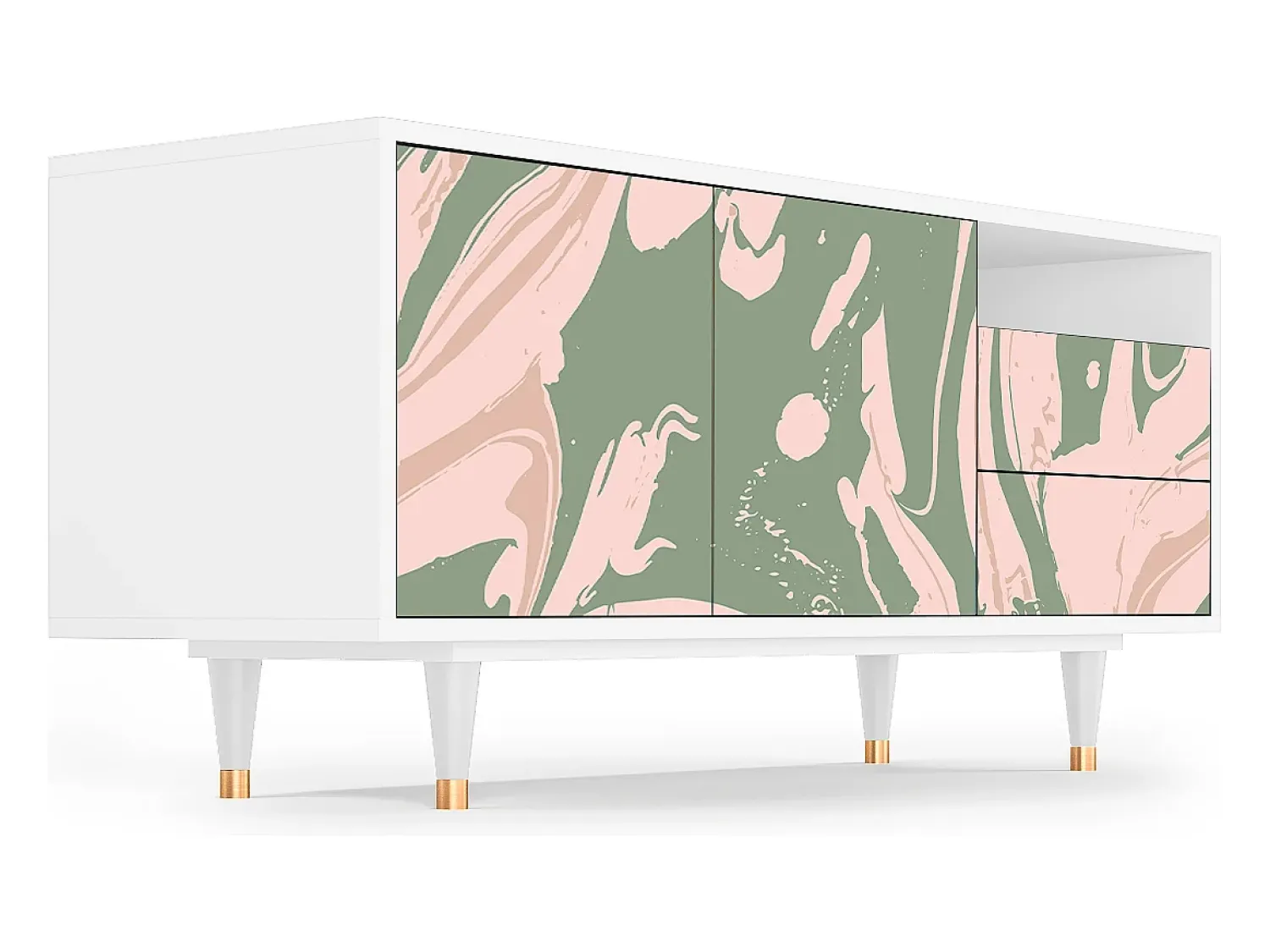 Móvel De Tv| Mueble de TV - 125х56х41 cm - T7 - Aquarelle, Branco Bege