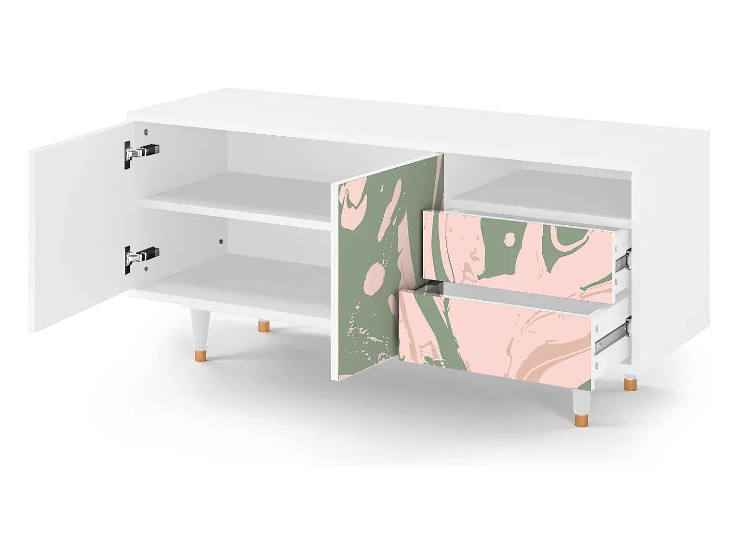 Móvel De Tv| Mueble de TV - 125х56х41 cm - T7 - Aquarelle, Branco Bege