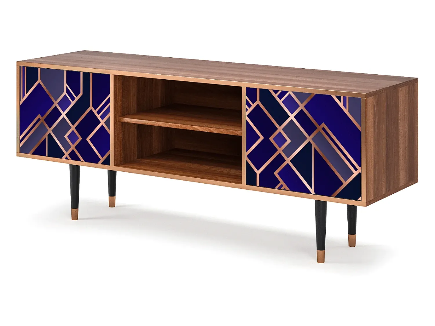 Móvel De Tv* Mueble de TV - 170х69х48 cm - T2 - Aquamarine Getsby, Nogueira Castanho