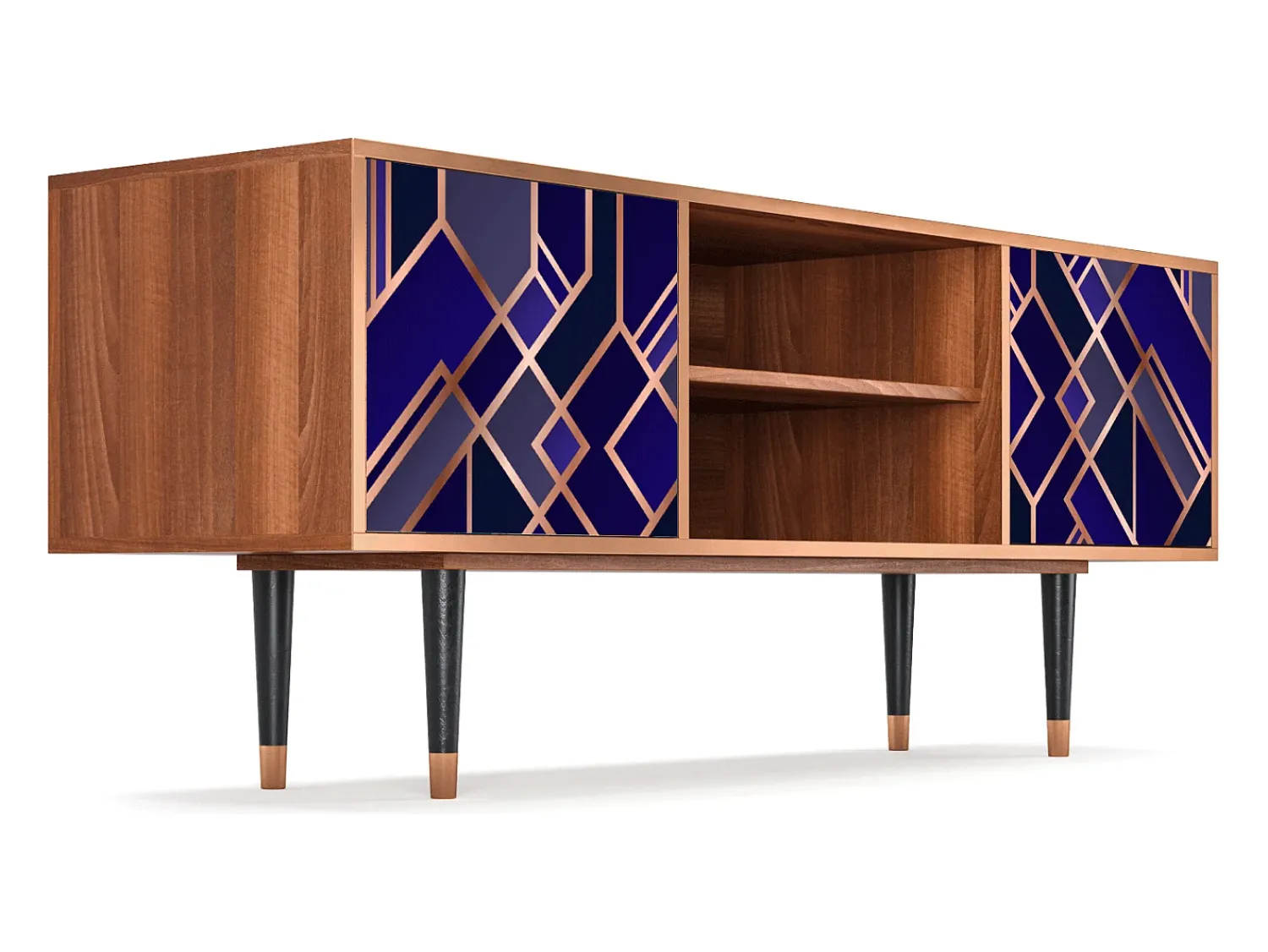 Móvel De Tv* Mueble de TV - 170х69х48 cm - T2 - Aquamarine Getsby, Nogueira Castanho