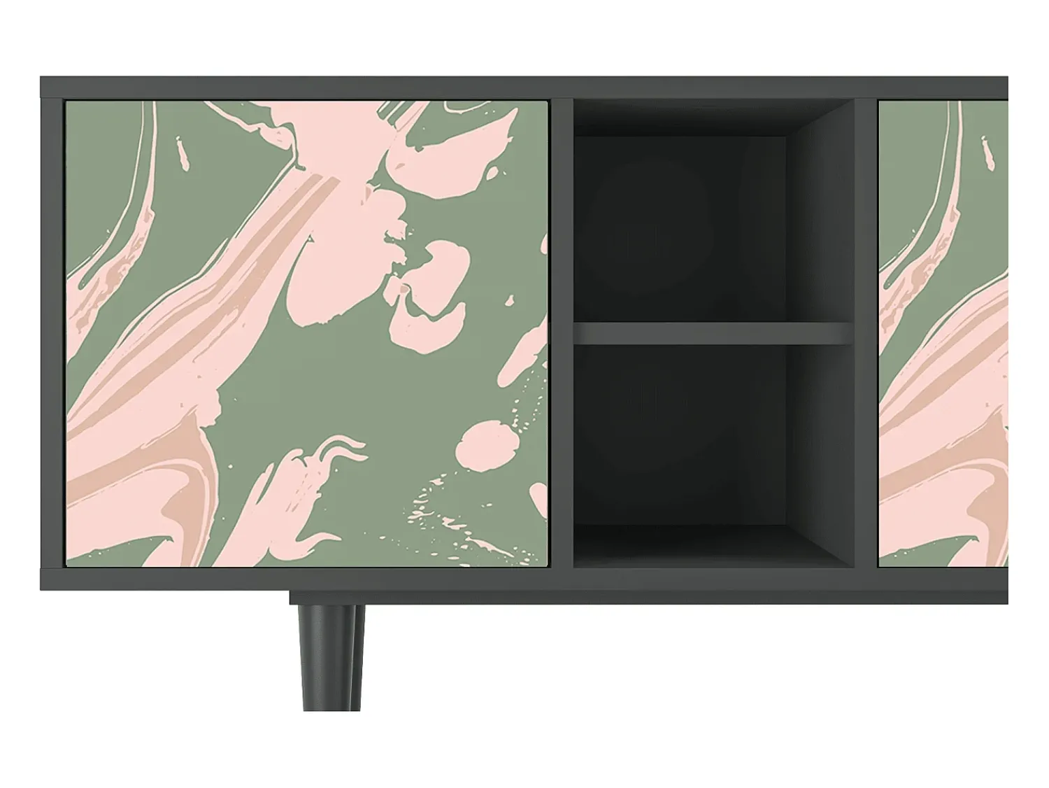 Mueble de TV - 150х69х41 cm - T5 - Aquarelle, Antracite^ Móvel De Tv