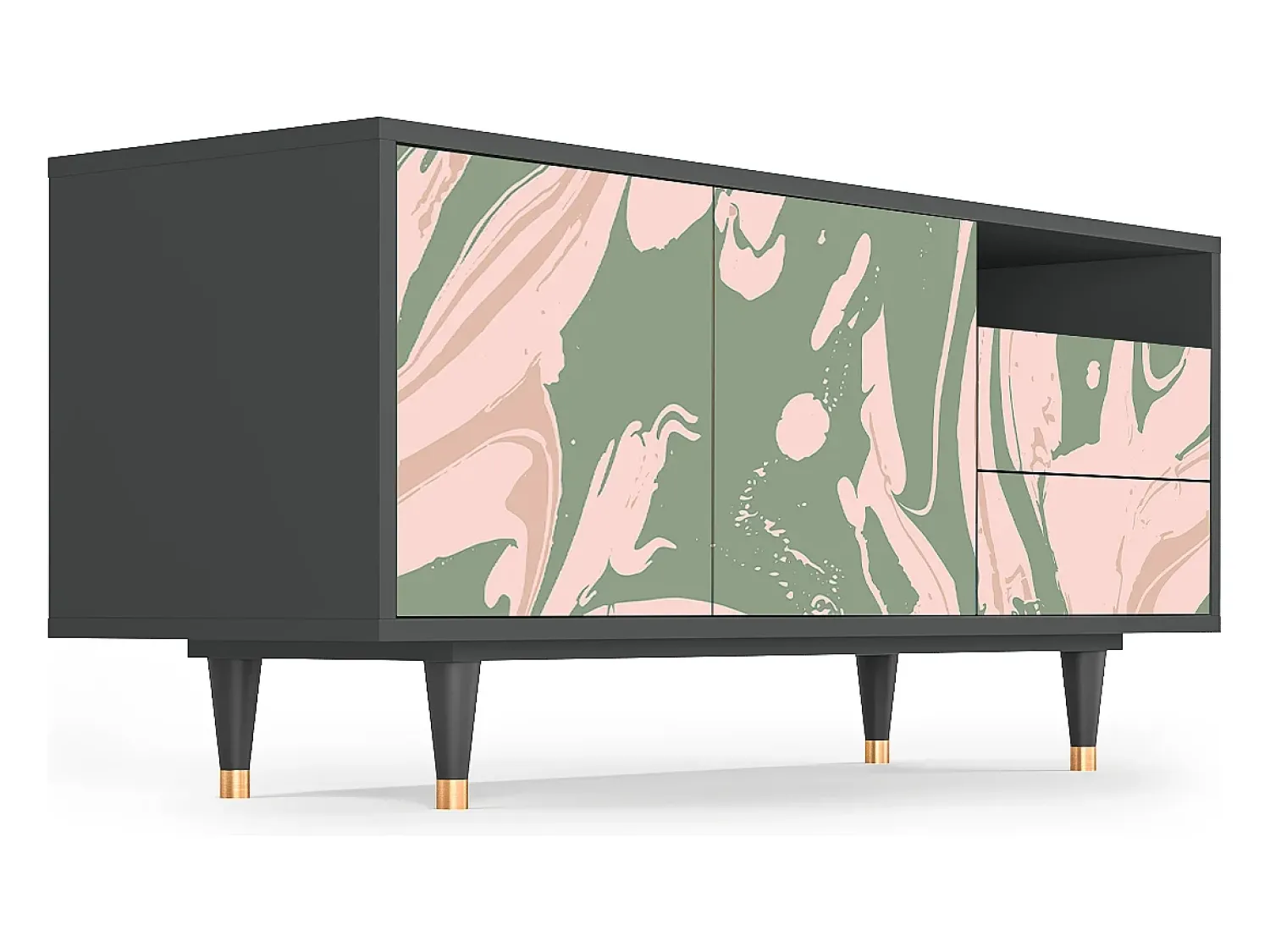 Mueble de TV - 125х56х41 cm - T7 - Aquarelle, Antracite^ Móvel De Tv