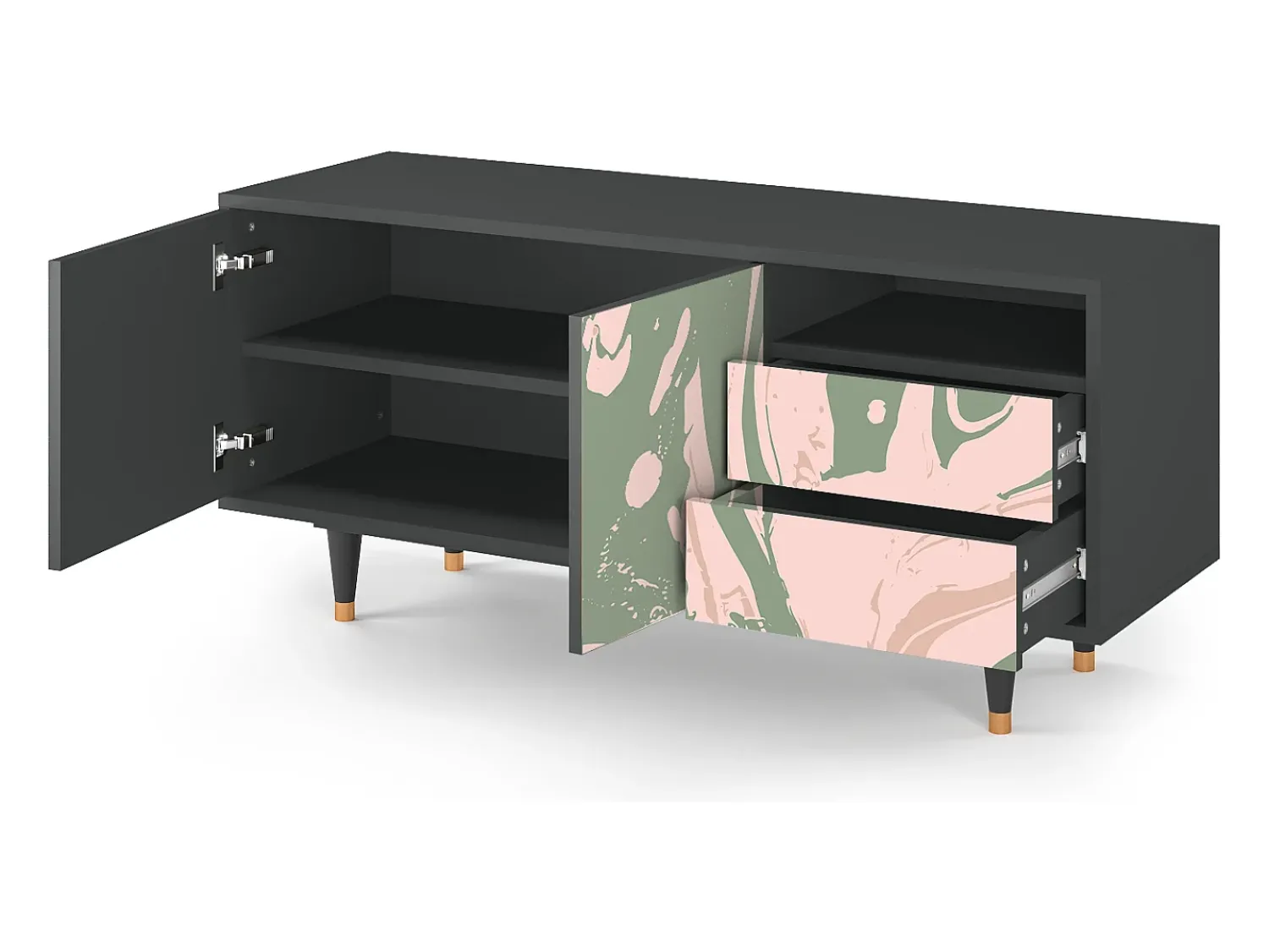 Mueble de TV - 125х56х41 cm - T7 - Aquarelle, Antracite^ Móvel De Tv
