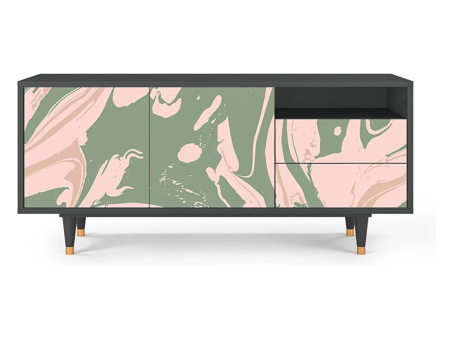 Mueble de TV - 125х56х41 cm - T7 - Aquarelle, Antracite^ Móvel De Tv