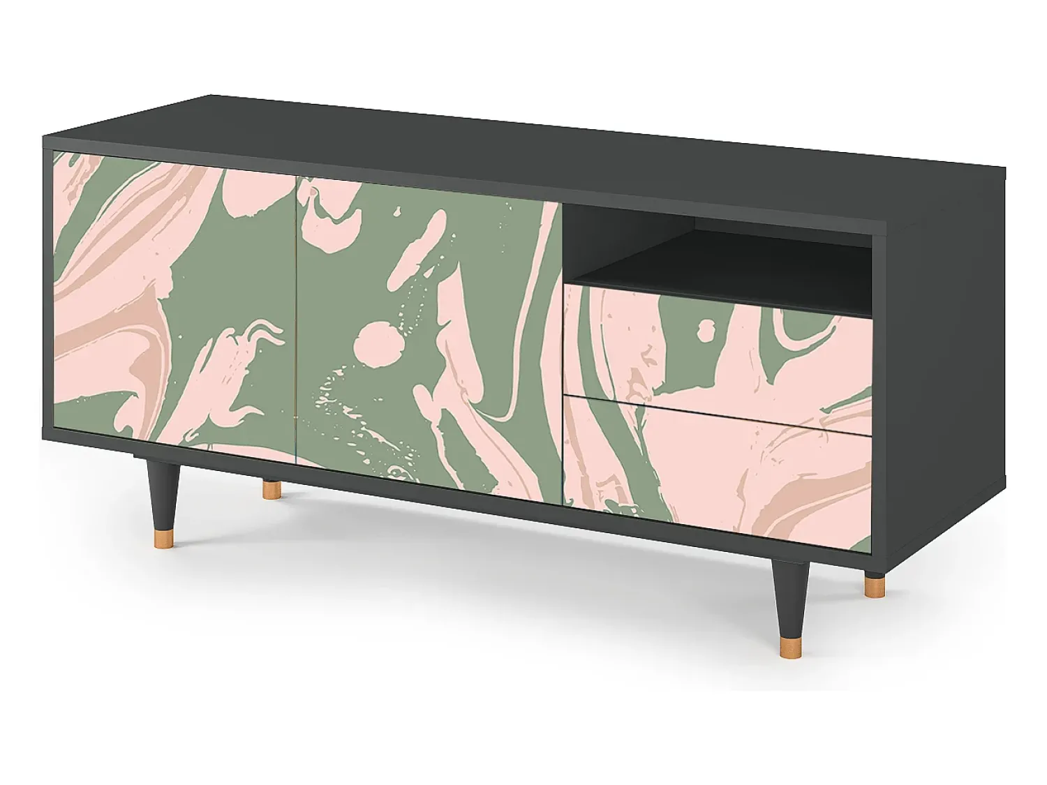 Mueble de TV - 125х56х41 cm - T7 - Aquarelle, Antracite^ Móvel De Tv