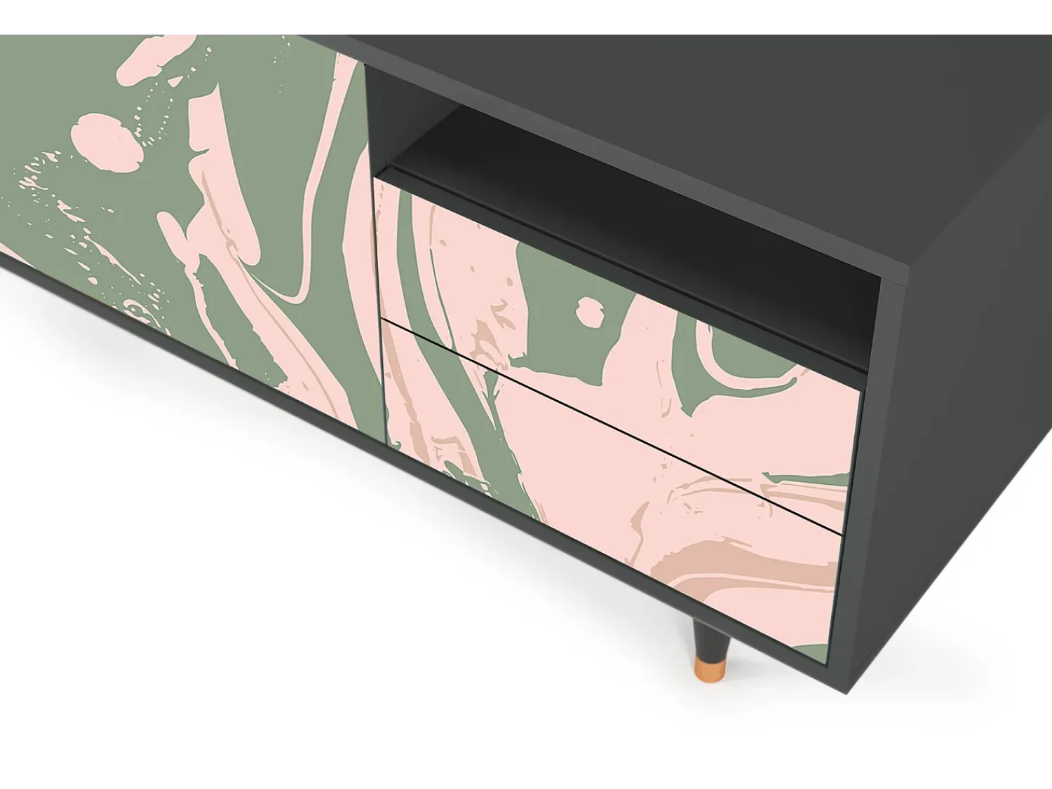 Mueble de TV - 125х56х41 cm - T7 - Aquarelle, Antracite^ Móvel De Tv