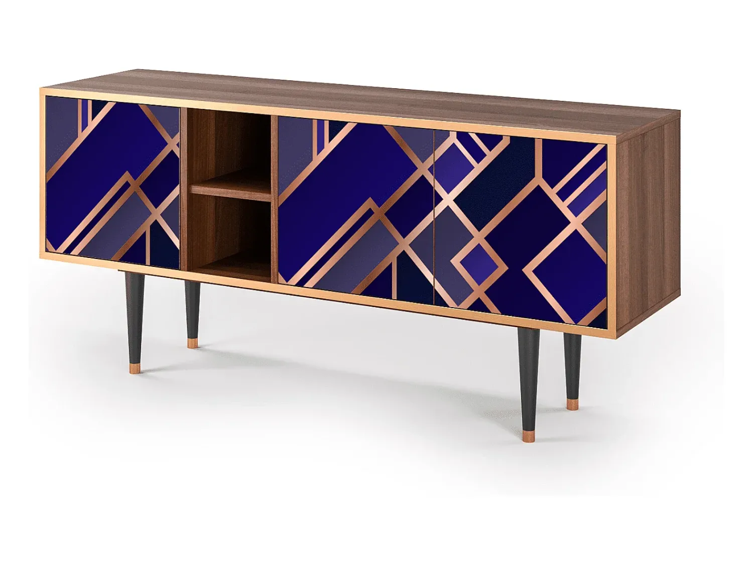 Móvel De Tv| Mueble de TV - 150х69х41 cm - T5 - Aquamarine Getsby, Nogueira Castanho