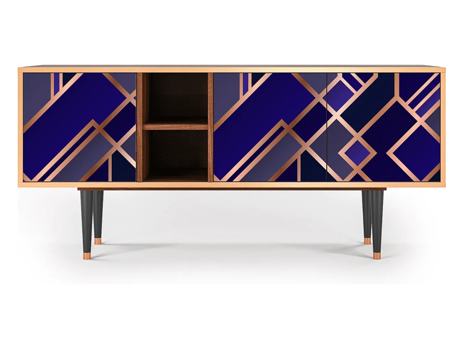 Móvel De Tv| Mueble de TV - 150х69х41 cm - T5 - Aquamarine Getsby, Nogueira Castanho
