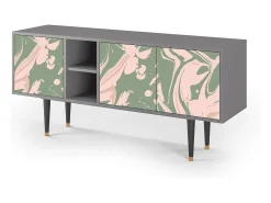 Móvel De Tv| Mueble de TV - 150х69х41 cm - T5 - Aquarelle, Cinza Cinzento