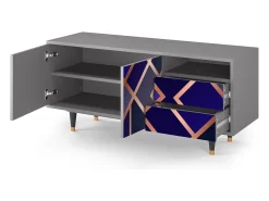 Discount Mueble de TV - 125х56х41 cm - T7 - Aquamarine Getsby, Cinza Cinzento