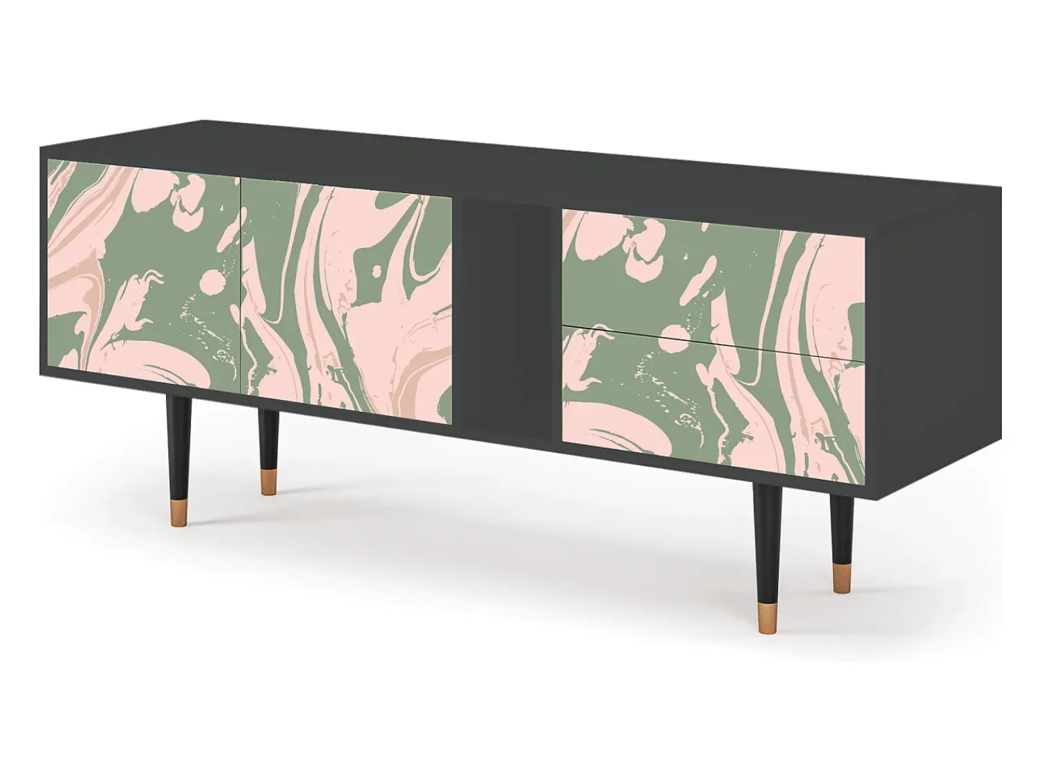 Móvel De Tv* Mueble de TV - 170х69х48 cm - T1 - Aquarelle, Antracite Cinza antracite