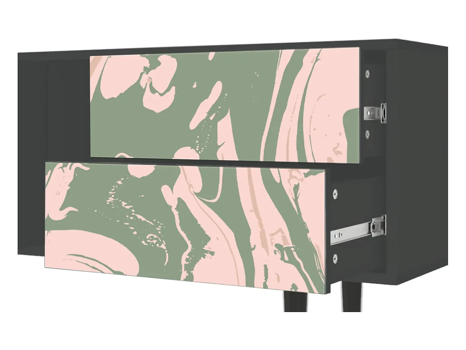 Móvel De Tv* Mueble de TV - 170х69х48 cm - T1 - Aquarelle, Antracite Cinza antracite