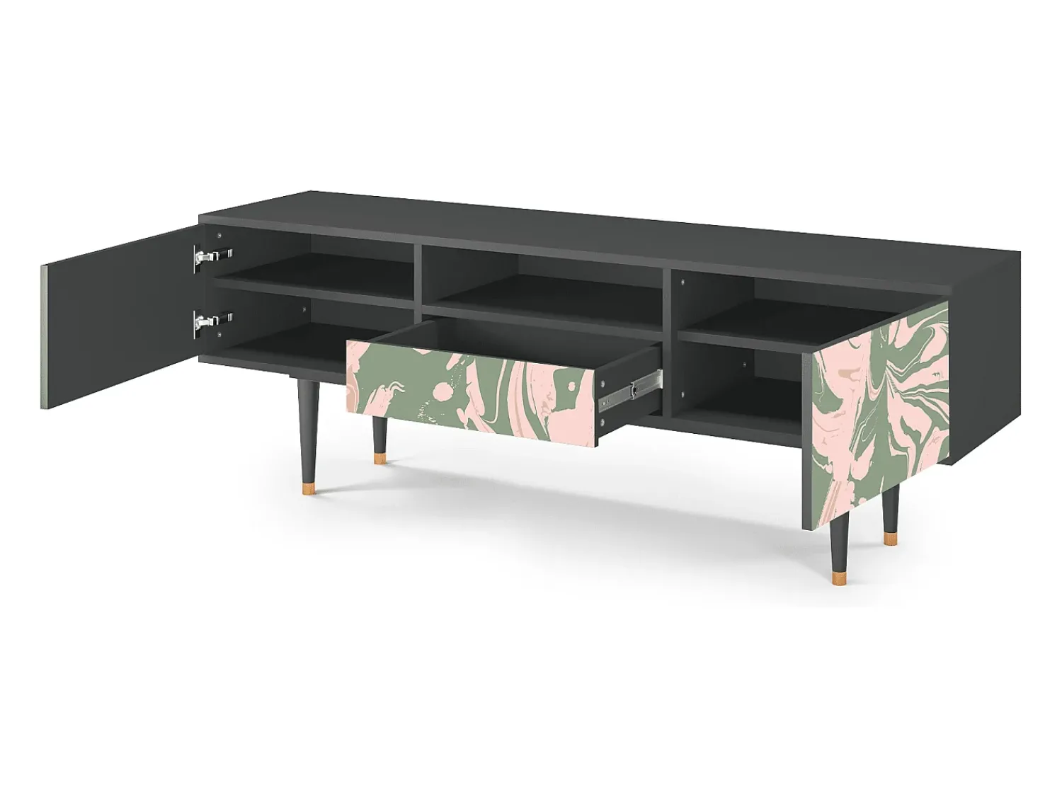 Móvel De Tv| Mueble de TV - 170х59х41 cm - T6 - Aquarelle, Antracite Cinza antracite