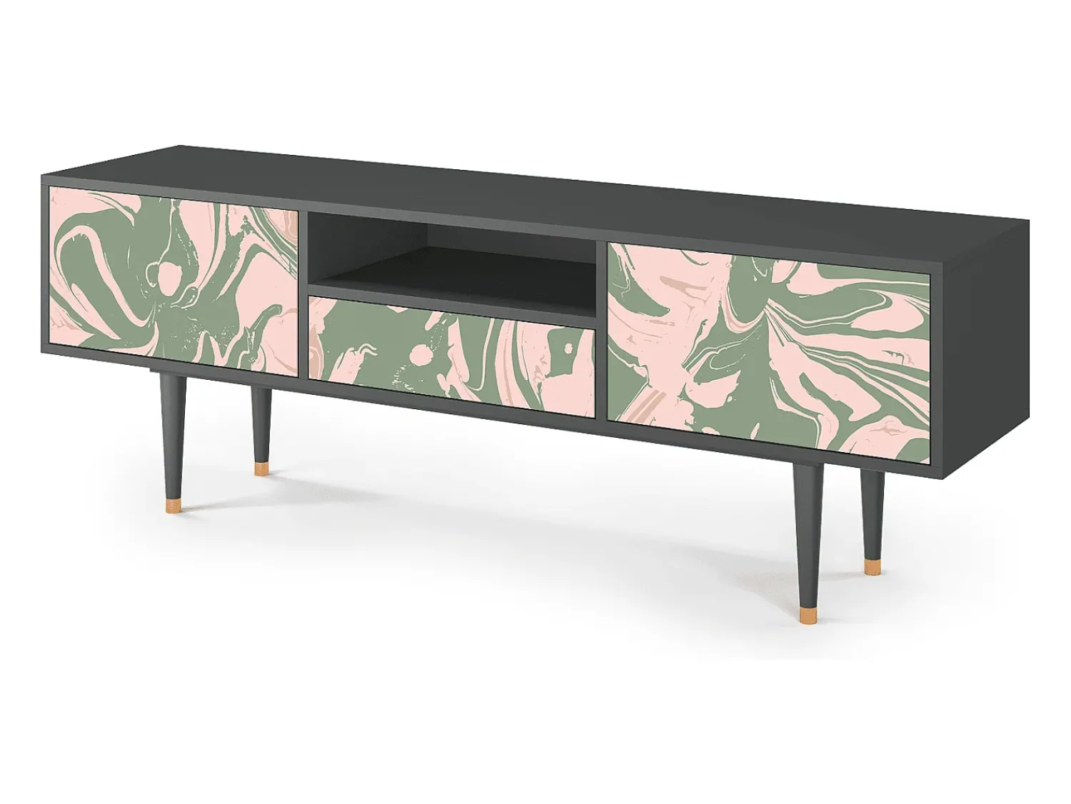 Móvel De Tv| Mueble de TV - 170х59х41 cm - T6 - Aquarelle, Antracite Cinza antracite