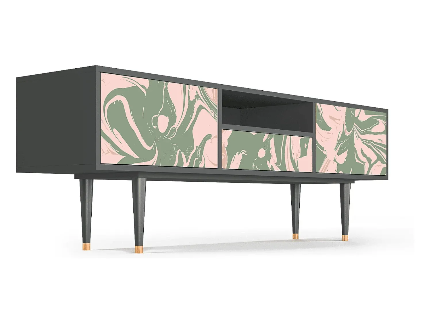 Móvel De Tv| Mueble de TV - 170х59х41 cm - T6 - Aquarelle, Antracite Cinza antracite