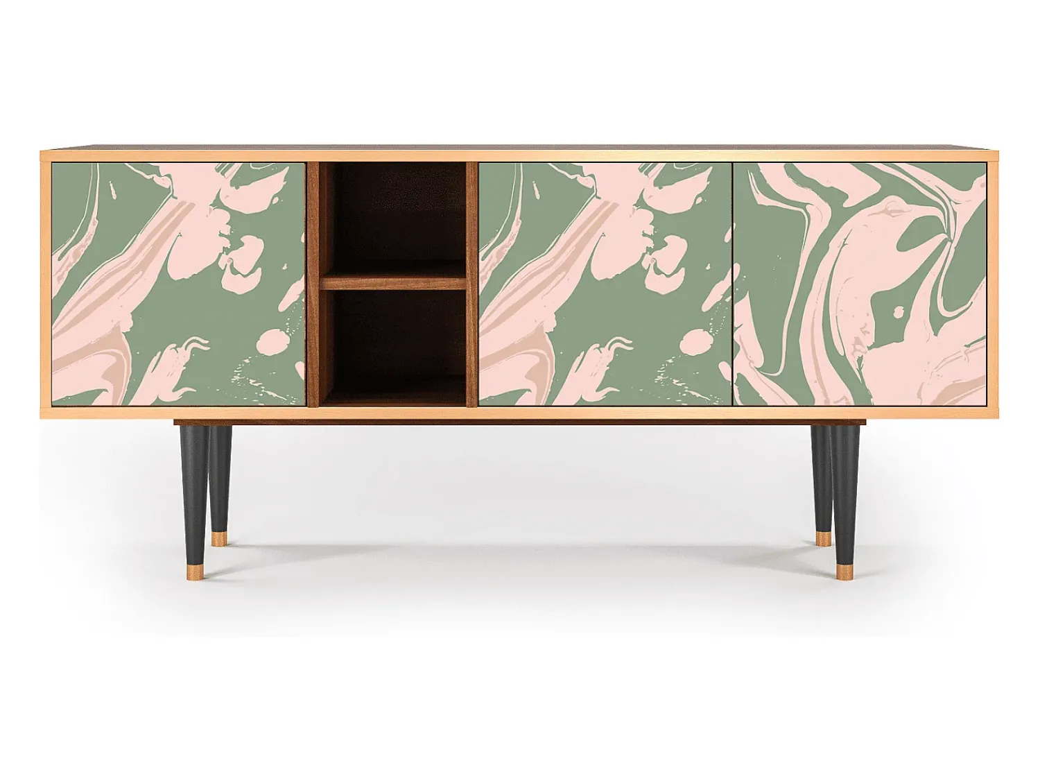 New Mueble de TV - 150х69х41 cm - T5 - Aquarelle, Nogueira Castanho