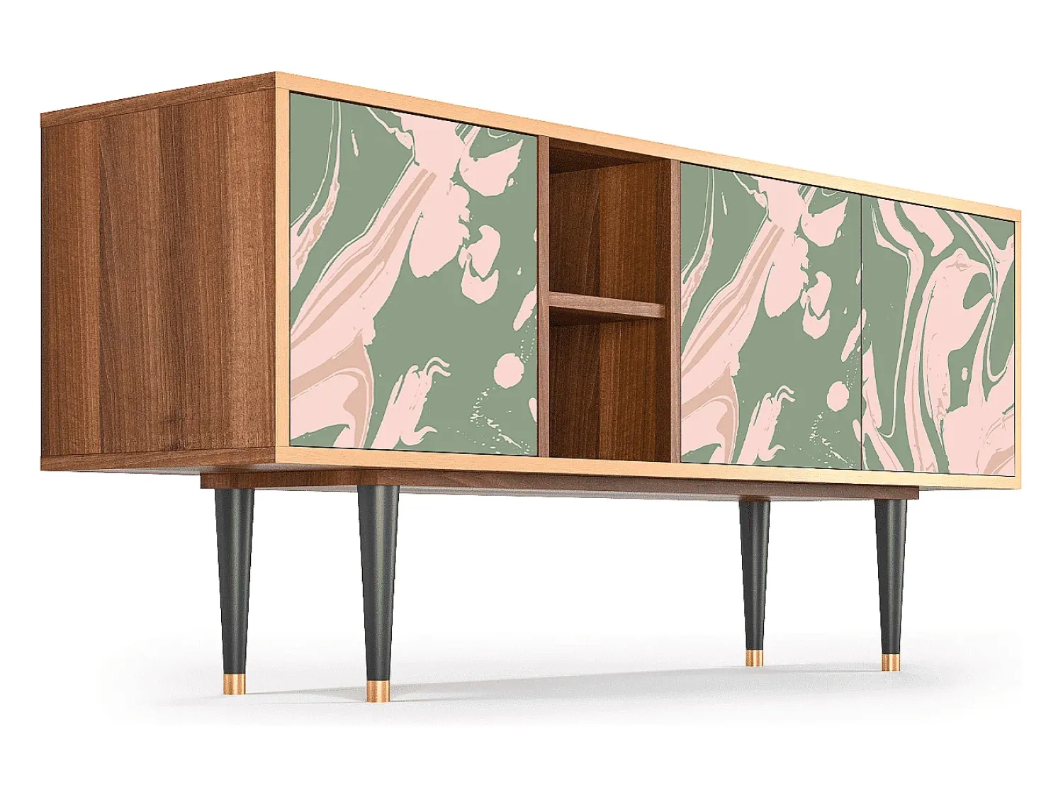 New Mueble de TV - 150х69х41 cm - T5 - Aquarelle, Nogueira Castanho