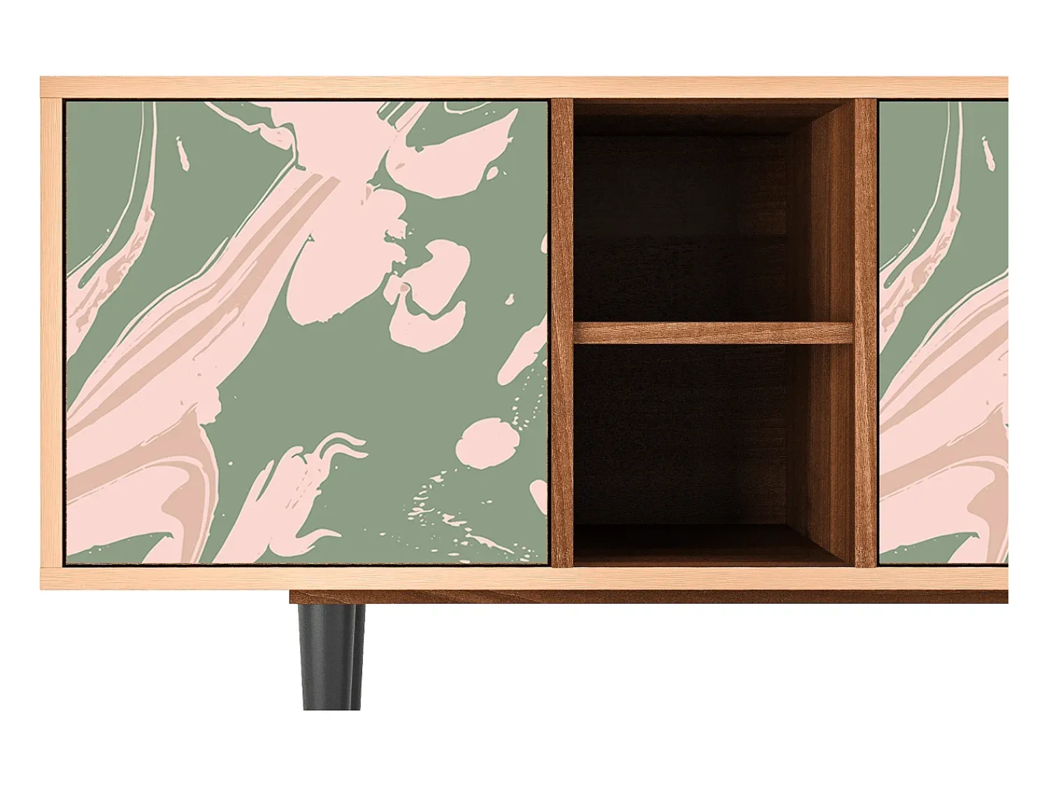 New Mueble de TV - 150х69х41 cm - T5 - Aquarelle, Nogueira Castanho
