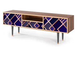 Móvel De Tv* Mueble de TV - 170х59х41 cm - T6 - Aquamarine Getsby, Nogueira Castanho