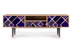 Móvel De Tv* Mueble de TV - 170х59х41 cm - T6 - Aquamarine Getsby, Nogueira Castanho