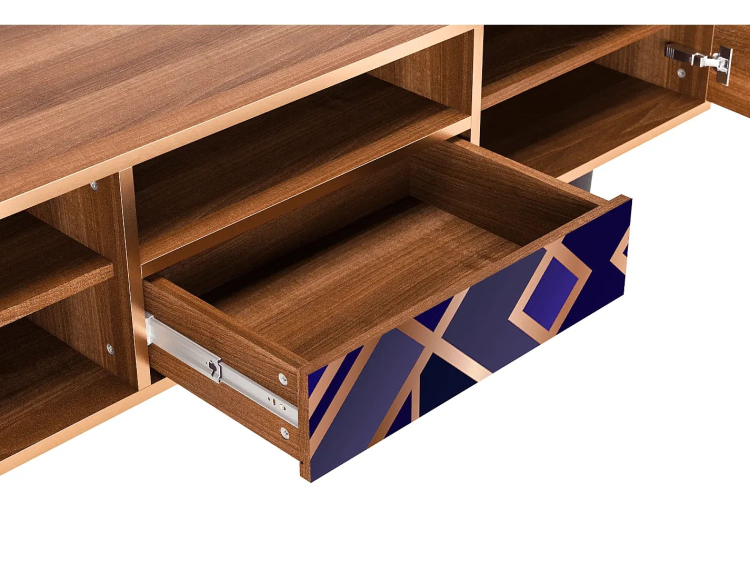 Móvel De Tv* Mueble de TV - 170х59х41 cm - T6 - Aquamarine Getsby, Nogueira Castanho
