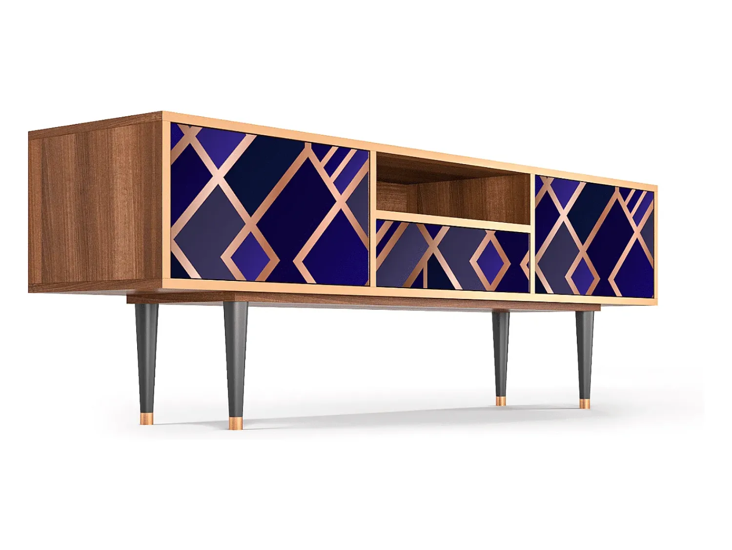 Móvel De Tv* Mueble de TV - 170х59х41 cm - T6 - Aquamarine Getsby, Nogueira Castanho