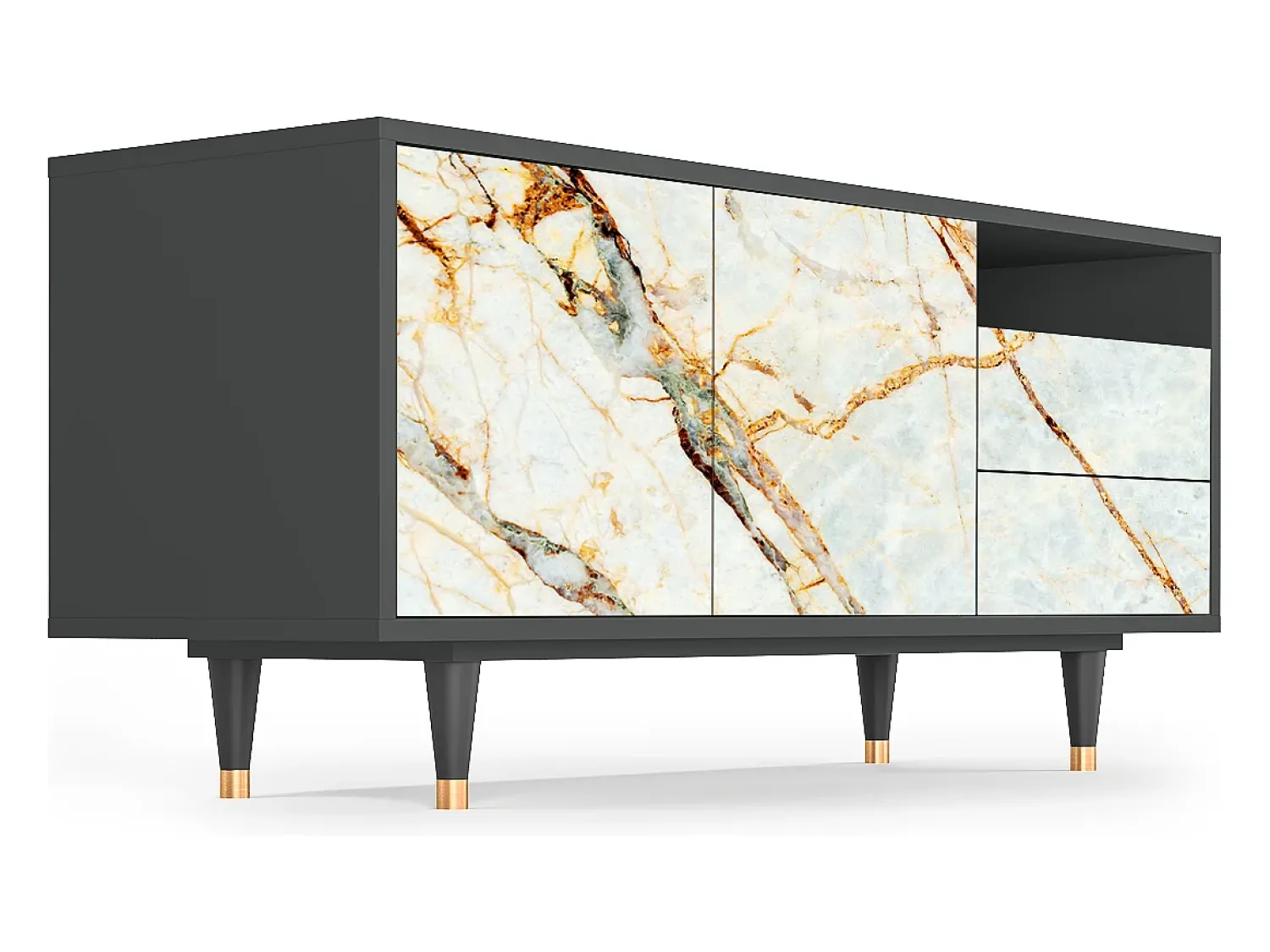 Online Mueble de TV - 125х56х41 cm - T7 - Areiay Marble, Antracite Cinza antracite