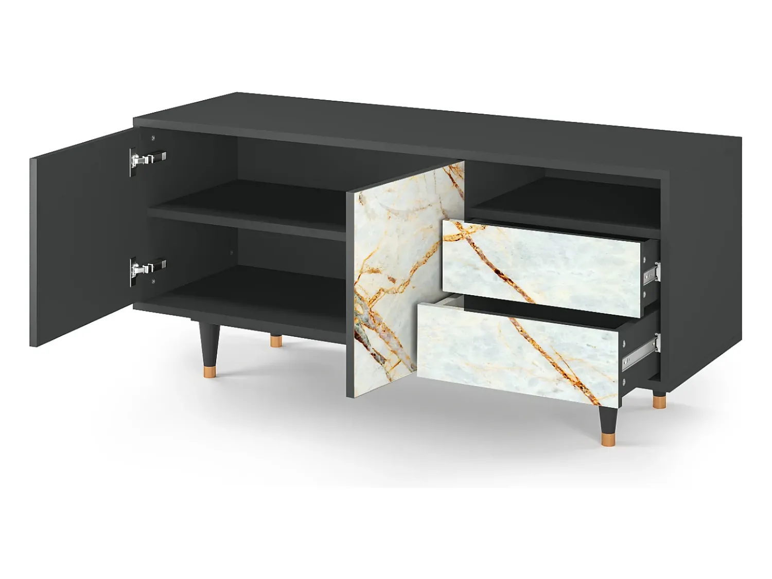 Online Mueble de TV - 125х56х41 cm - T7 - Areiay Marble, Antracite Cinza antracite