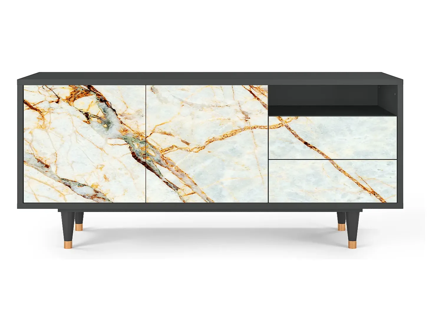 Online Mueble de TV - 125х56х41 cm - T7 - Areiay Marble, Antracite Cinza antracite