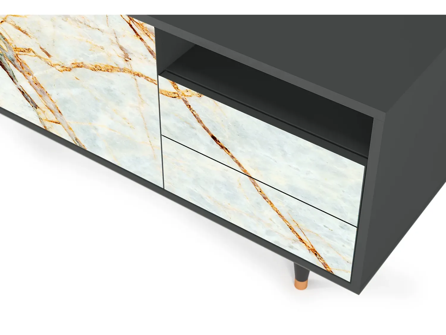Online Mueble de TV - 125х56х41 cm - T7 - Areiay Marble, Antracite Cinza antracite