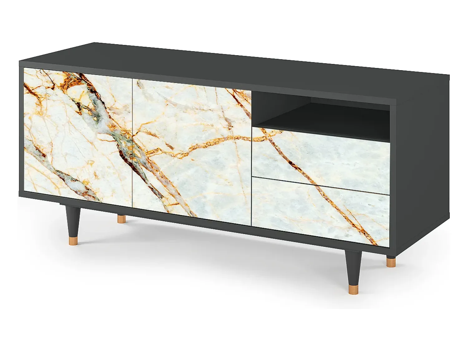 Online Mueble de TV - 125х56х41 cm - T7 - Areiay Marble, Antracite Cinza antracite