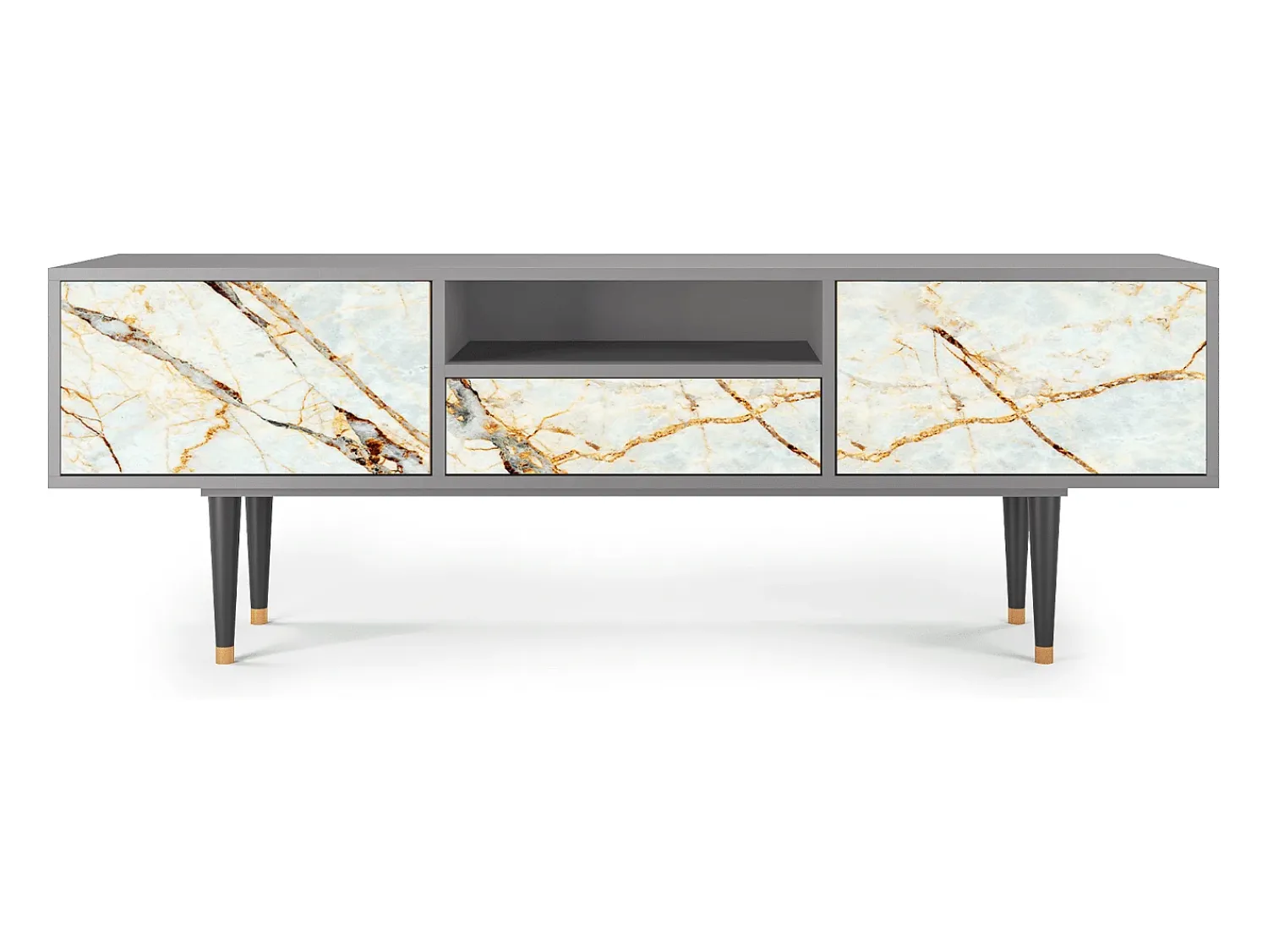 Móvel De Tv| Mueble de TV - 170х59х41 cm - T6 - Areiay Marble, Cinza Cinzento