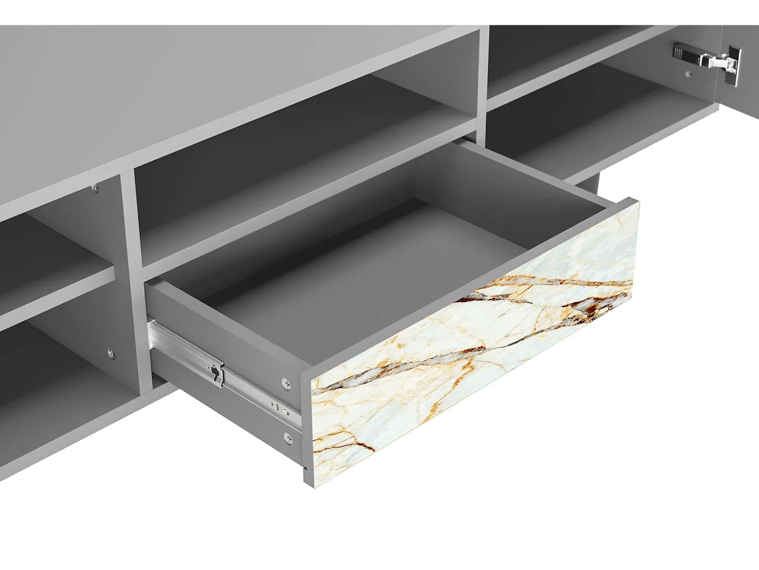 Móvel De Tv| Mueble de TV - 170х59х41 cm - T6 - Areiay Marble, Cinza Cinzento
