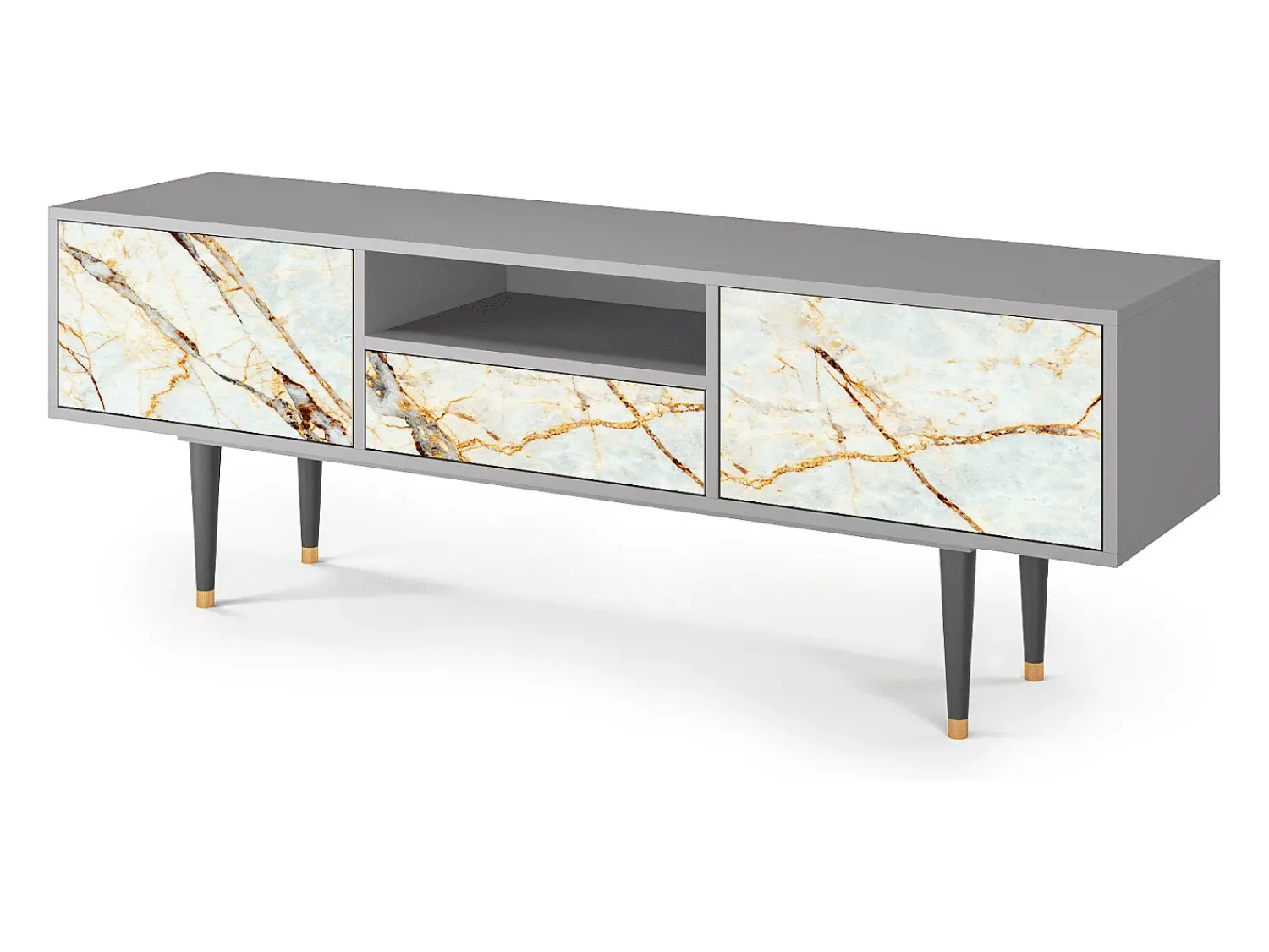Móvel De Tv| Mueble de TV - 170х59х41 cm - T6 - Areiay Marble, Cinza Cinzento