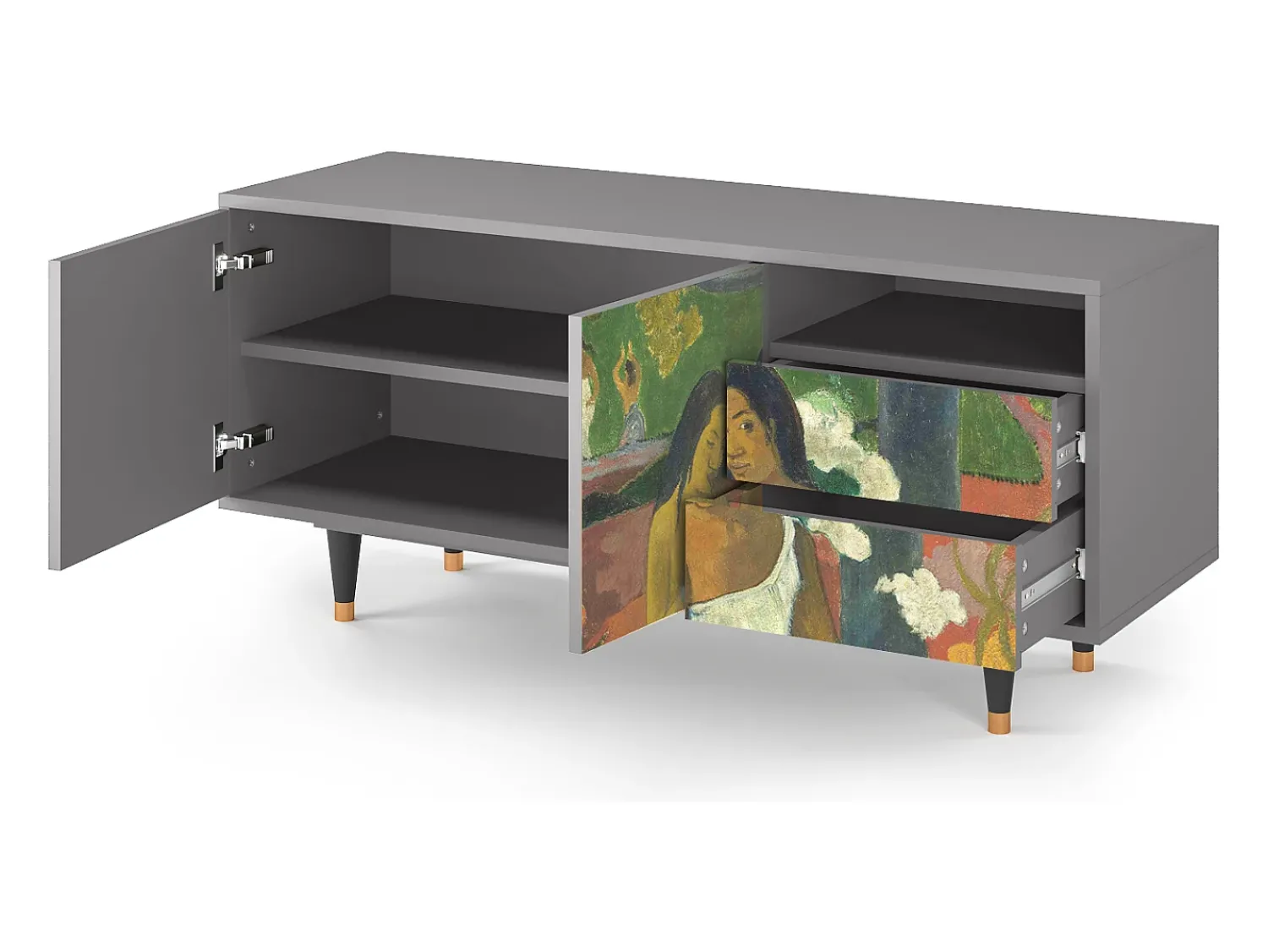 Móvel De Tv* Mueble de TV - 125х56х41 cm - T7 - Arearea , Cinza Cinzento