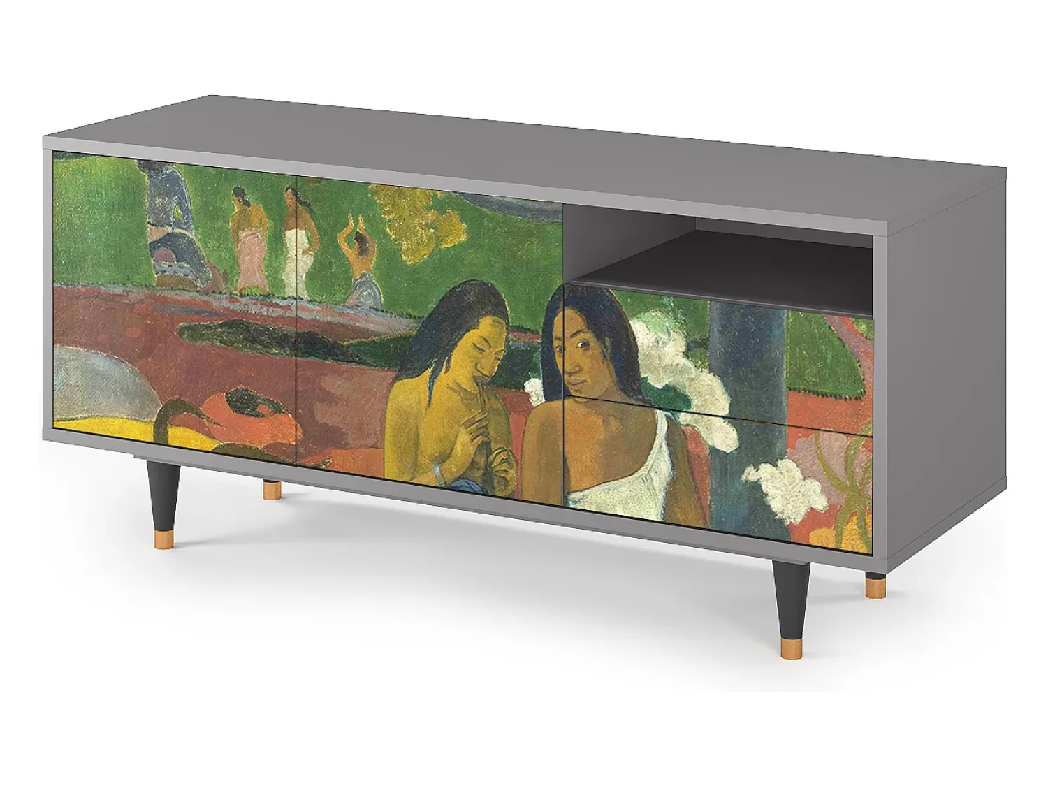 Móvel De Tv* Mueble de TV - 125х56х41 cm - T7 - Arearea , Cinza Cinzento